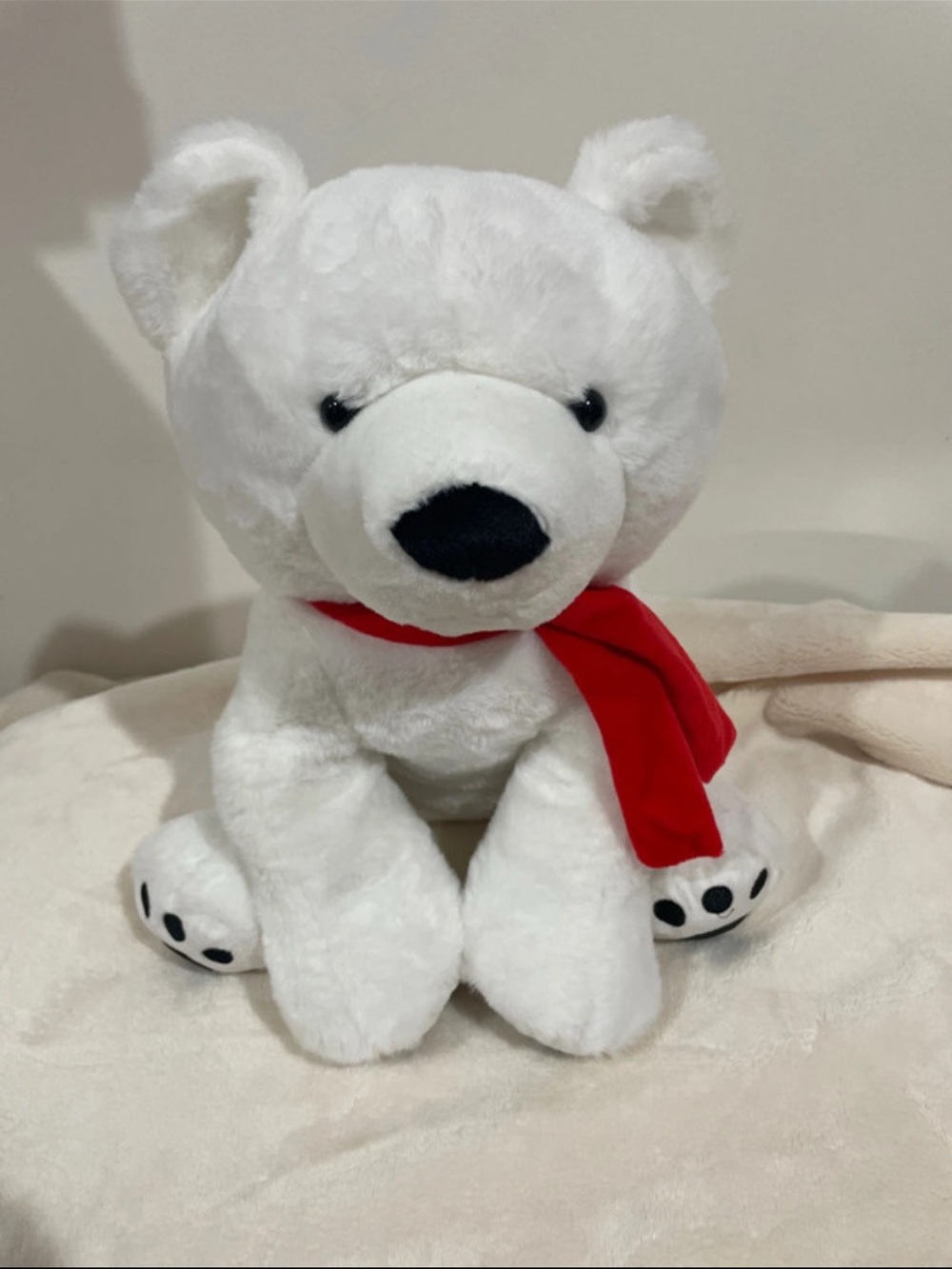 Target White Plush Bear with Red Scarf - Soft Stuffed Animal